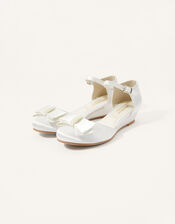 Satin Pearl Bow Wedges, Ivory (IVORY), large