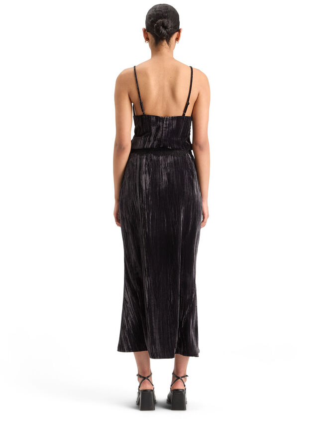 Scotch and Soda Velvet Midi Skirt, Black (BLACK), large