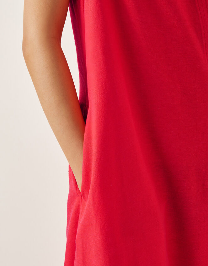 Britt Linen Blend Sleeveless A-Line Midi Dress, Orange (CORAL), large