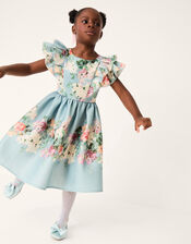 Cassie Floral Print Ruffle Dress, Green (SAGE), large