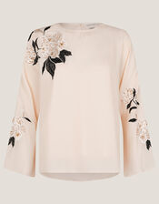 Ariah Floral Embellished Blouse, Cream (CREAM), large