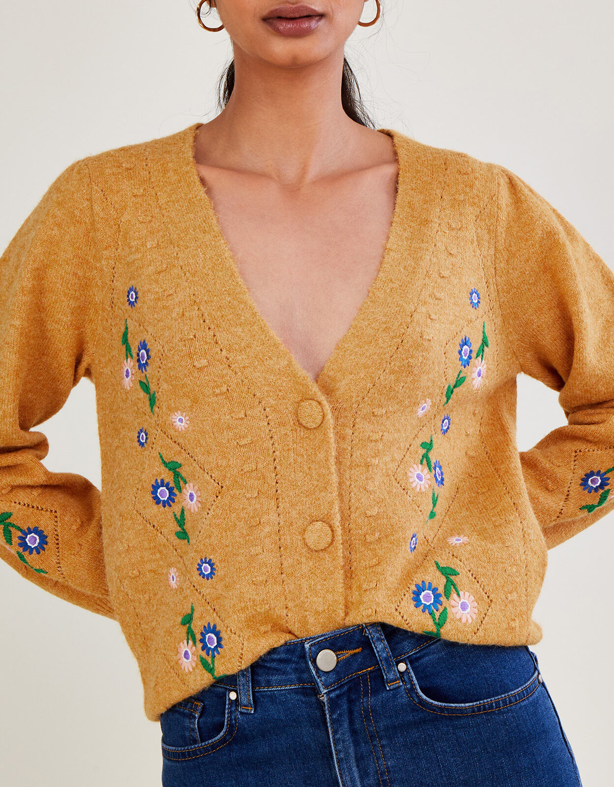 Mustard bobble cardigan cheap