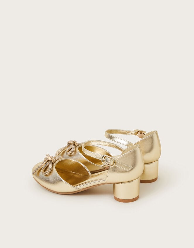 Diamante Bow Two Part Heels, Gold (GOLD), large