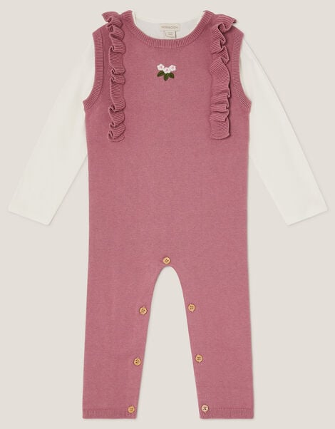 Baby Top & Knit Dungarees Set, Pink (PINK), large