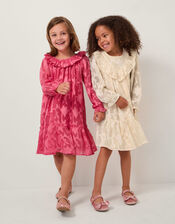 Floral Burnout Long Sleeve Dress, Pink (PINK), large