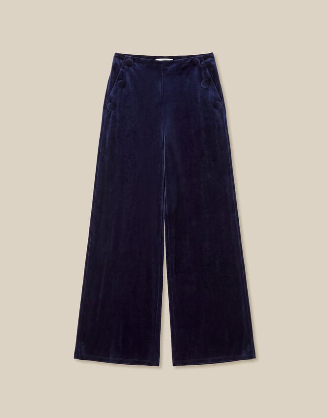 Verna Velvet Wide Leg Trousers, Blue (MIDNIGHT), large