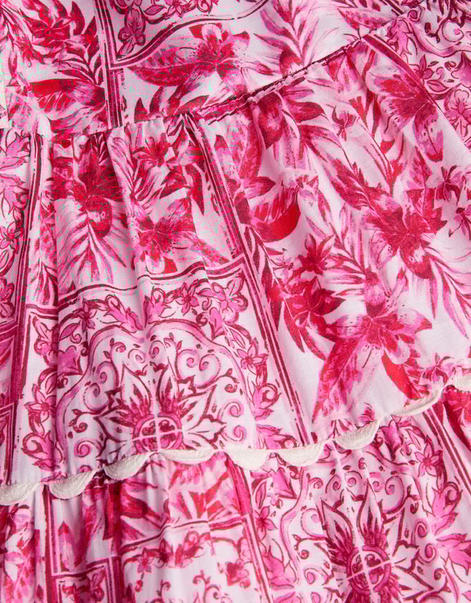 Tile Print Sleeveless Dress, Pink (PINK), large