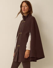 Leia Cape Coat, Brown (CHOCOLATE), large