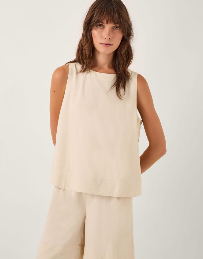 Lucy Linen Blend Tank Top , Natural (NATURAL), large