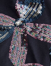 Sequin Bow Leggings, Blue (NAVY), large