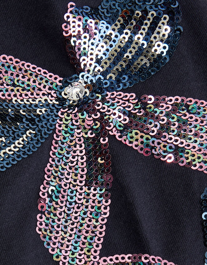 Sequin Bow Leggings, Blue (NAVY), large