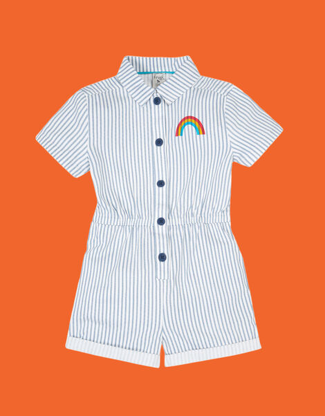 Frugi Imogen Stripe Jumpsuit, Blue (BLUE), large
