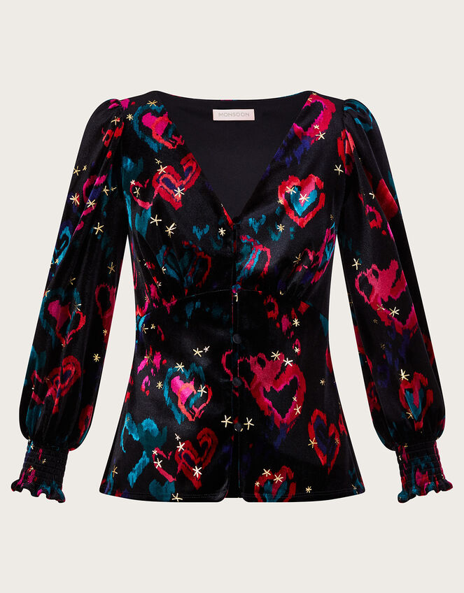 Hattie Velvet Heart Top, Black (BLACK), large