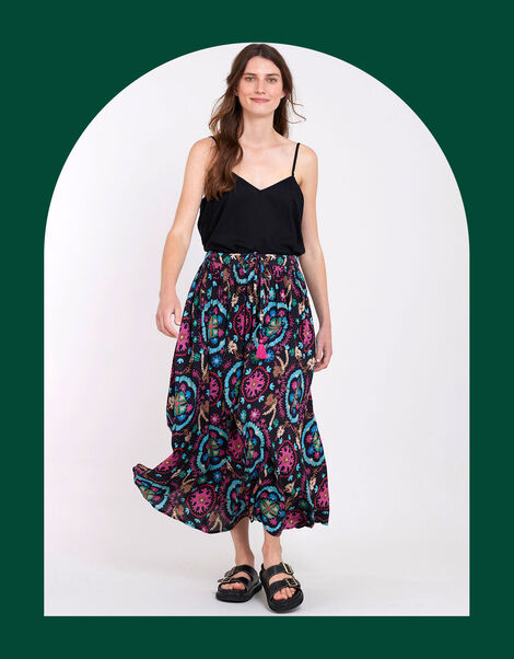 East Preeti Print Skirt, Black (BLACK), large