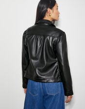 Bella Faux Leather Bomber Jacket , Black (BLACK), large