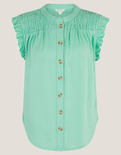 Evelyn Sleeveless Smocked Top, SEA GREEN, large