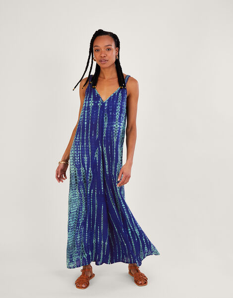 Tie Dye Wide Leg Jumpsuit in LENZING™ ECOVERO™ , Blue (BLUE), large