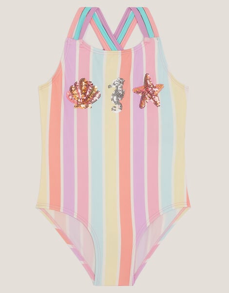 Stripe Pastel Swimsuit , Multi (MULTI), large