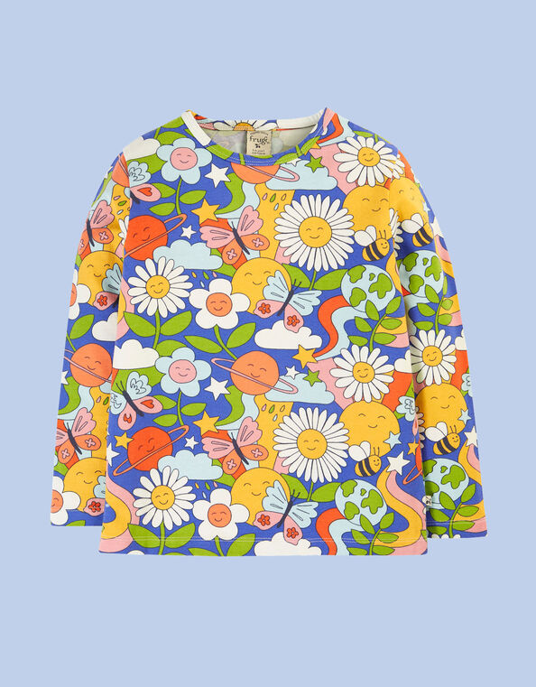 Frugi Bryher Retro Print Top, Multi (MULTI), large