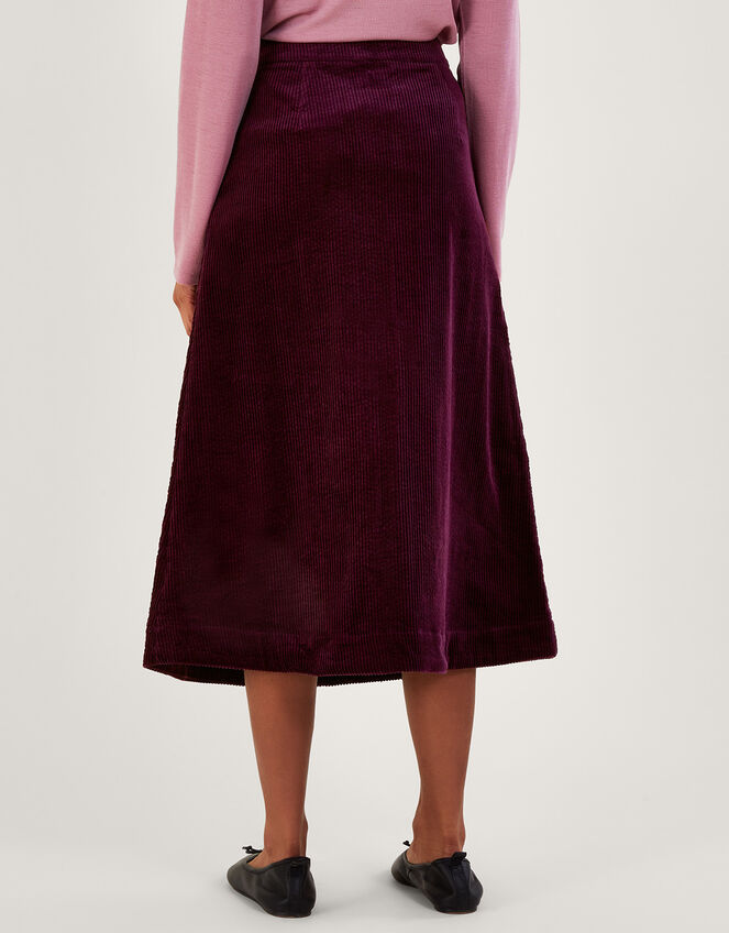 Cord Midi Skirt, Purple (PLUM), large