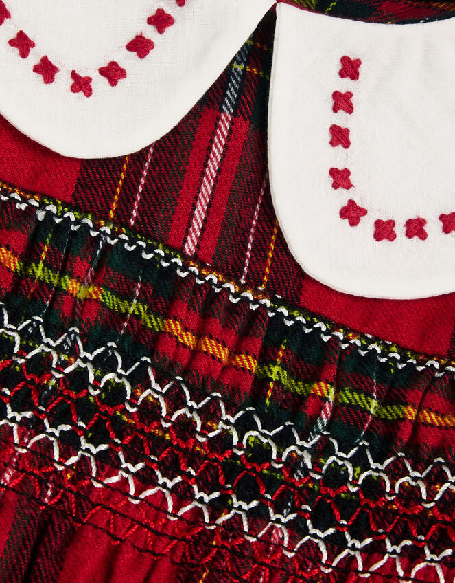 Baby Long Sleeve Tartan Dress, Red (RED), large