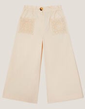Crochet Pocket Wide Leg Pants, Ivory (IVORY), large