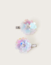 2-Pack Frosted Sequin Flower Hairclips, , large