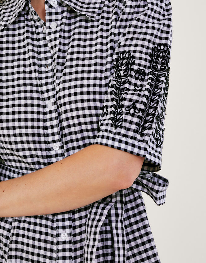 Gingham Shirt Dress, Black (BLACK), large