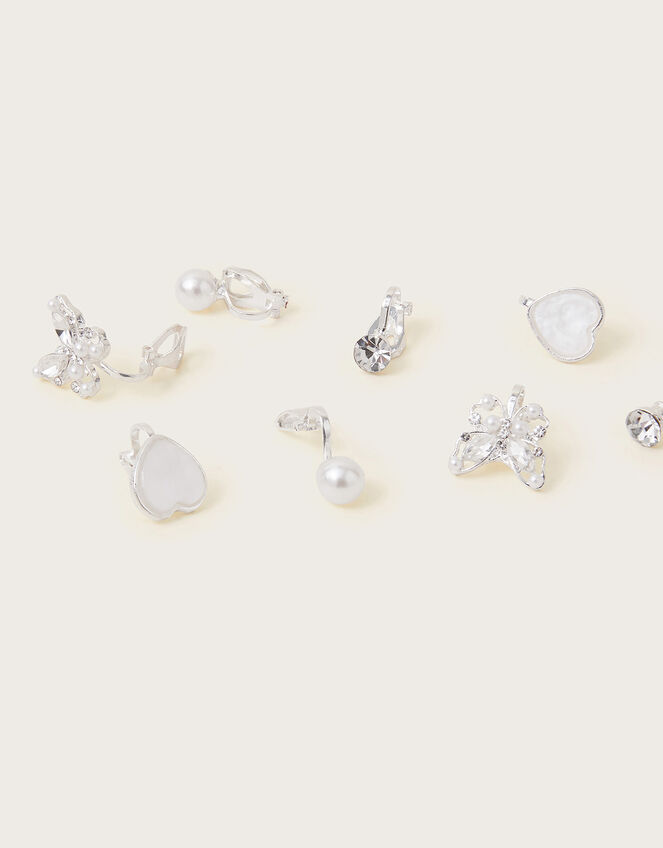 4-Pack Bridesmaid Pearl Clip-On Earrings, , large