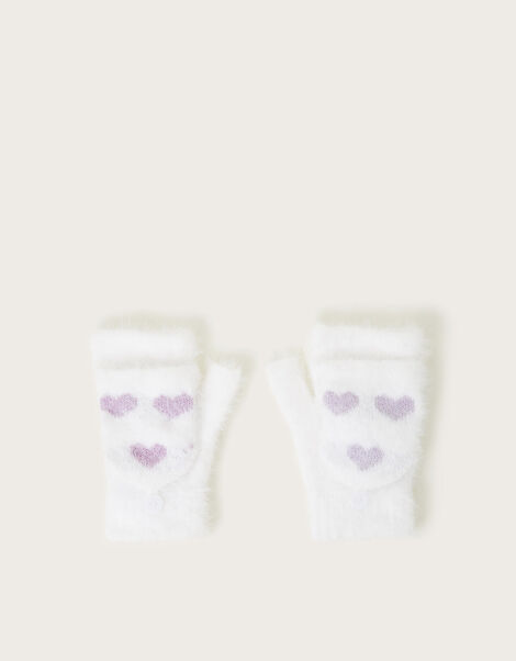 Fuzzy Heart Capped Gloves, Multi (MULTI), large