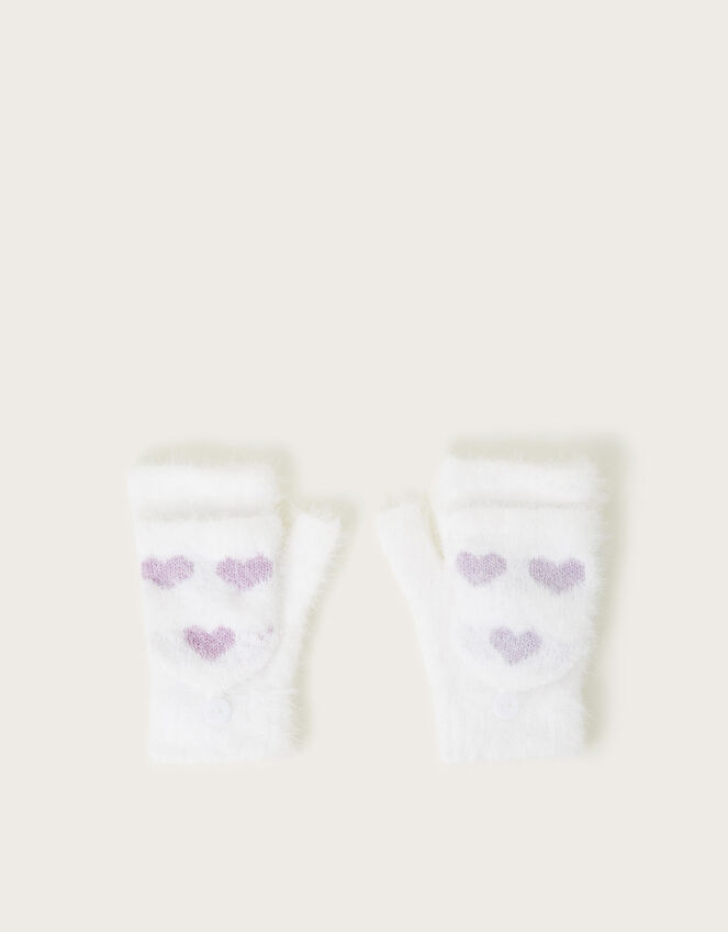 Fuzzy Heart Capped Gloves, Multi (MULTI), large