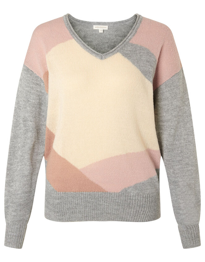 Colour-Block Jumper, Grey (GREY), large