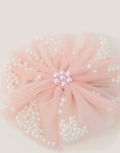 Pearl Embellished Tulle Hair Clip, , large