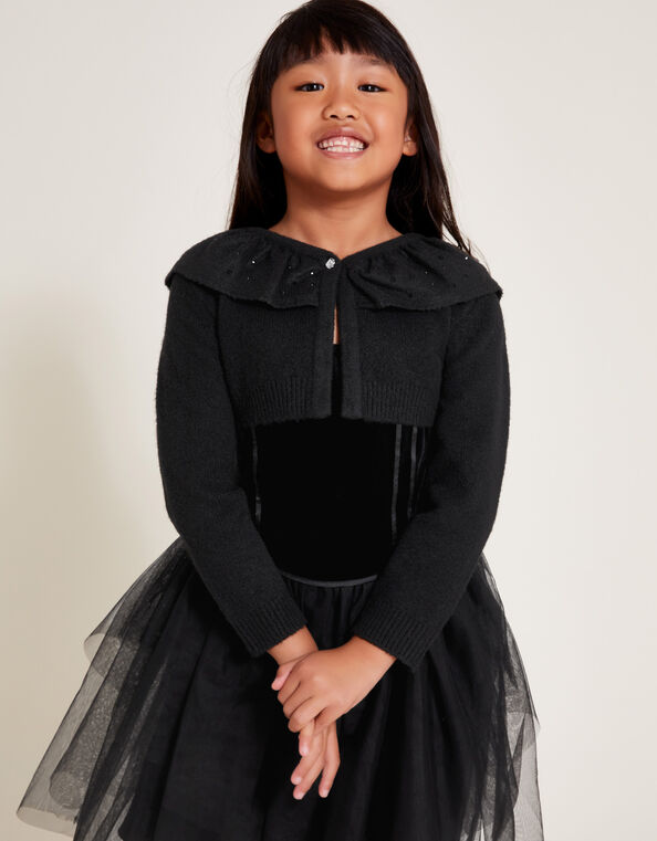 Oversized Collar Cardigan, Black (BLACK), large