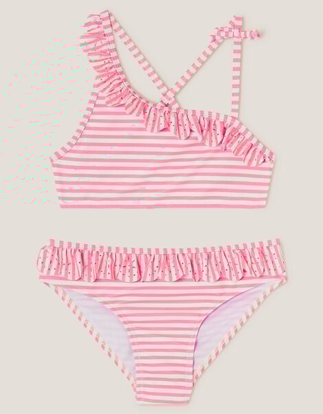 Stripe Ruffle Bikini Set, Orange (ORANGE), large
