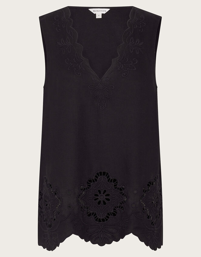 Cara Cutwork Top, Black (BLACK), large