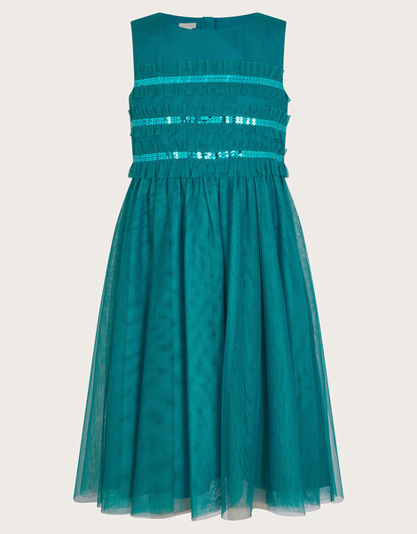 Marcia Ruffle Dress, Green (GREEN), large