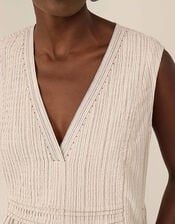 East Zoe Yarn-dyed Textured Cotton Dress, Ivory (IVORY), large