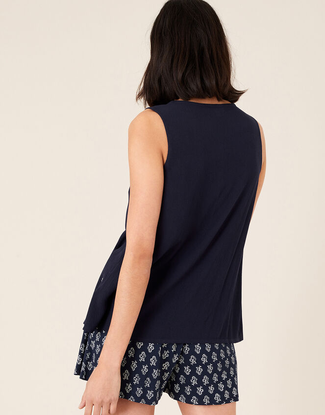 Embroidered Tank Top in LENZING™ ECOVERO™, Blue (NAVY), large