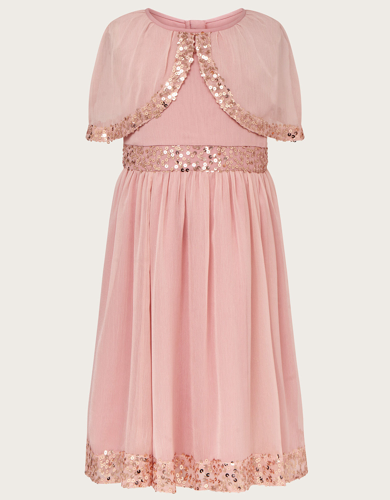 Callie Sequin Cape Sleeve Dress Pink
