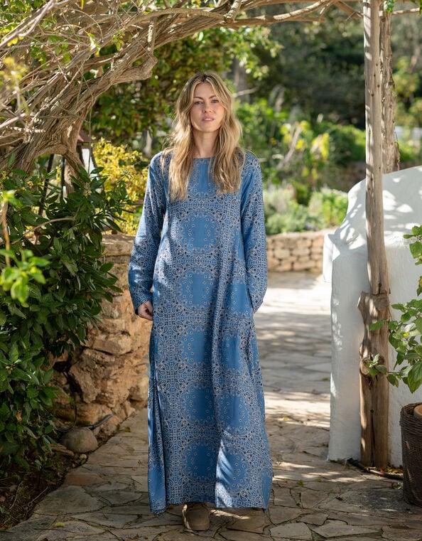 Lyrical Sisters Bandana Print Maxi Dress, Blue (BLUE), large