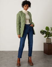 Octavia Quilted Short Coat with Recycled Polyester, Green (KHAKI), large