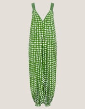Geena Geometric Woodblock Jumpsuit, Green (GREEN), large
