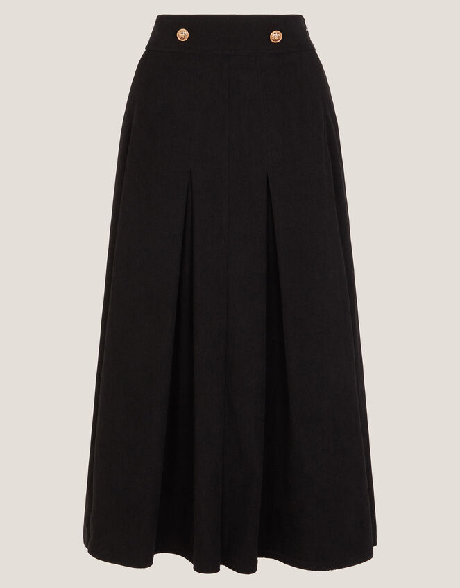 Shan Stretch Corduroy Midi Skirt, Black (BLACK), large