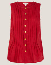 Monica Sleeveless Pleated Top, Red (RED), large