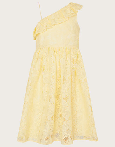 Lace One Shoulder Dress , Yellow (LEMON), large