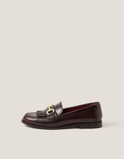 Britt Fringe Leather Loafers, Red (BURGUNDY), large