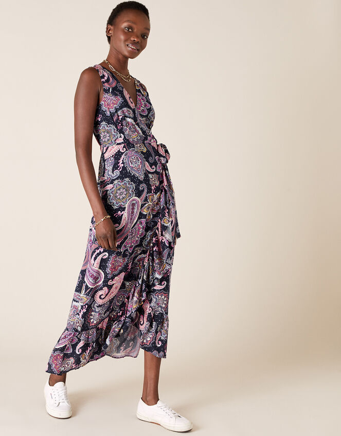 Paisley Maxi Dress in LENZING™ ECOVERO™, Blue (NAVY), large