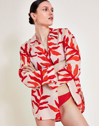 Priya Palm Print Shirt, Red (RED), large