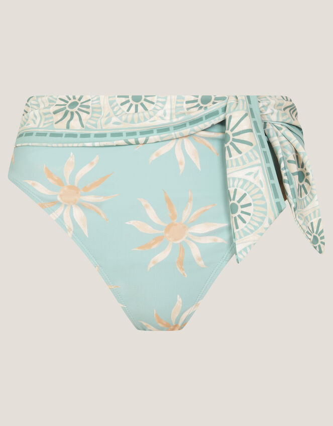 Tashie Sun Print High Waist Bikini Bottom, Blue (AQUA), large